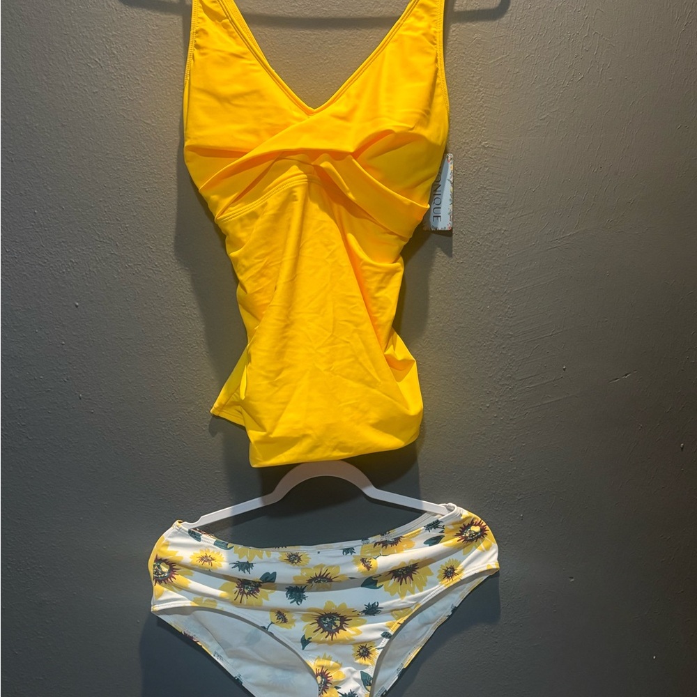 Yellow Swimsuit with Sunflower Print Bottoms